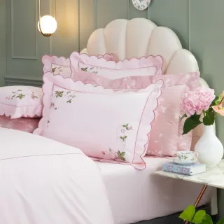 【WEDGWOOD】500織長纖棉 素面鬆緊床包一件｜野草莓經典 天櫻粉(百貨款｜加大180x186cm)