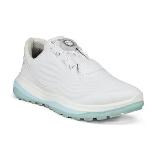 【ecco】W GOLF LT1 健步旋鈕鞋帶真皮防水高爾夫球鞋 女鞋(白色 13276301007)