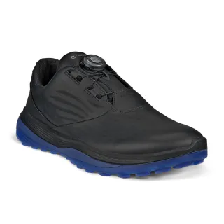 【ecco】M GOLF LT1 健步旋鈕鞋帶真皮防水高爾夫球鞋 男鞋(黑色 13227401001)