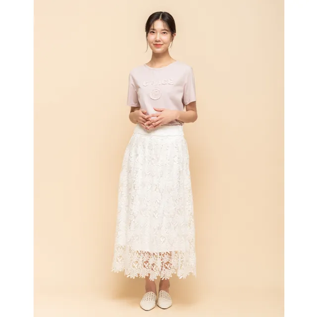 【perng yuh 芃諭名品】甜感時候 繡飾 柔彈 T恤(2025 SS Collection|4A春夏新品上市)