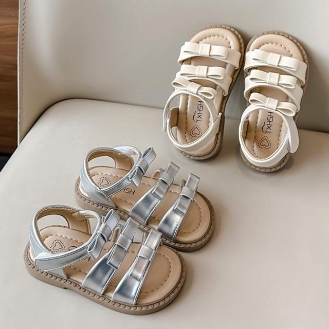 【橘魔法】簡約蝴蝶結涼鞋(平底鞋 女童涼鞋 兒童涼鞋 鞋子 兒童 童鞋 女童)