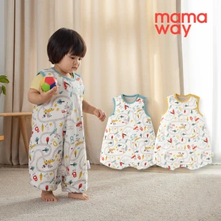 【mamaway 媽媽餵】抗菌防踢被 森林碰碰車 釦子款 薄款0-24M(嬰幼兒防踢背心)