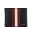 【BALLY】Mythos 紅白條紋再生牛皮對開6卡短夾(黑色)