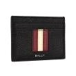 【BALLY】Ribbon 紅白條紋牛皮4卡卡片夾/名片夾(黑色)