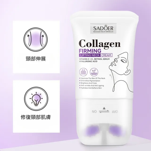 SADOER 膠原蛋白Collagen滾輪美頸霜3入組(補水 緊致 提亮 修復)
