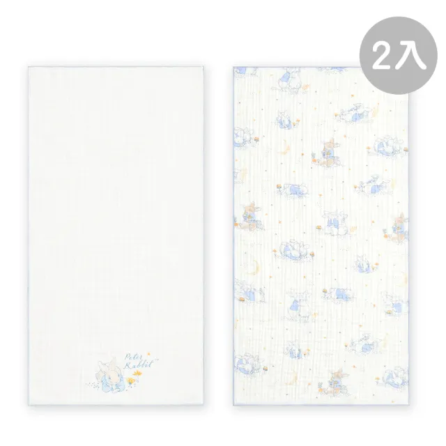 【奇哥】比得兔天絲三層紗布澡巾2入 30×60cm(沐浴巾 拍嗝巾 紗布巾 口水巾)