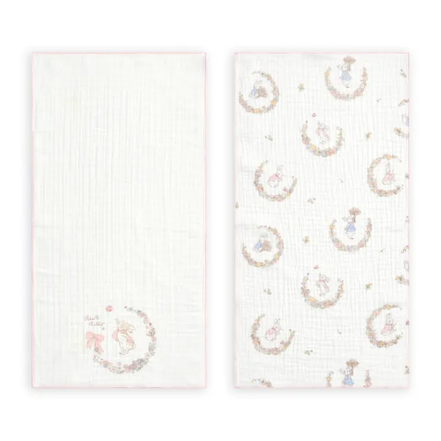 【奇哥】比得兔天絲三層紗布澡巾2入 30×60cm(沐浴巾 拍嗝巾 紗布巾 口水巾)