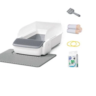 【MAGICSCOOP 魔鏟】智能APP自動款貓砂機 自動貓砂盆-M1 Pro 控砂墊套餐(1000萬責任險-貓砂機經過NCC認證)