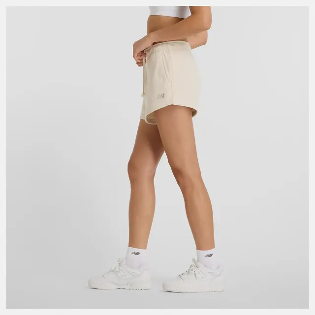 【NEW BALANCE】NB 棉質短褲 刷毛短褲 運動 休閒 女 杏色(WS51503LIN-F)