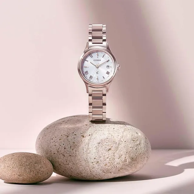 【CITIZEN 星辰】XC 輕奢光 光動能鈦金屬電波女錶-27mm 手錶 錶 生日禮 送禮(ES9497-96A)