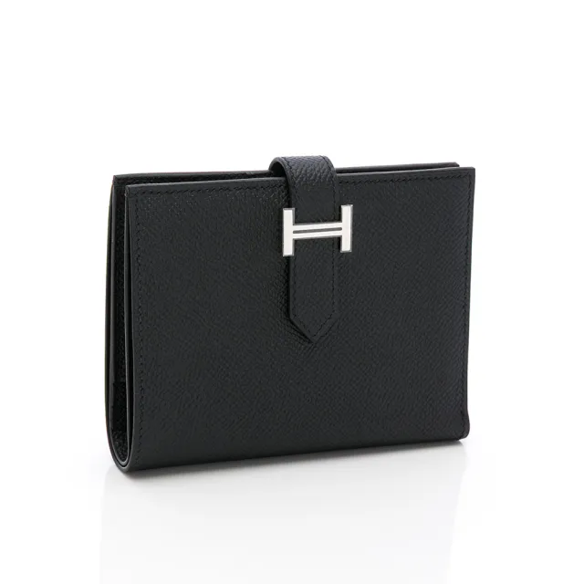 【Hermes 愛馬仕】Bearn雙折短夾(黑/銀)