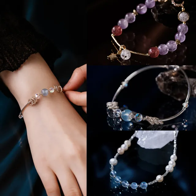 【MARIGOLD 美爾朵】女生手鍊|桃花貴人智慧水晶手鍊(金/紫玉晶/草莓晶/白水晶/海藍寶)