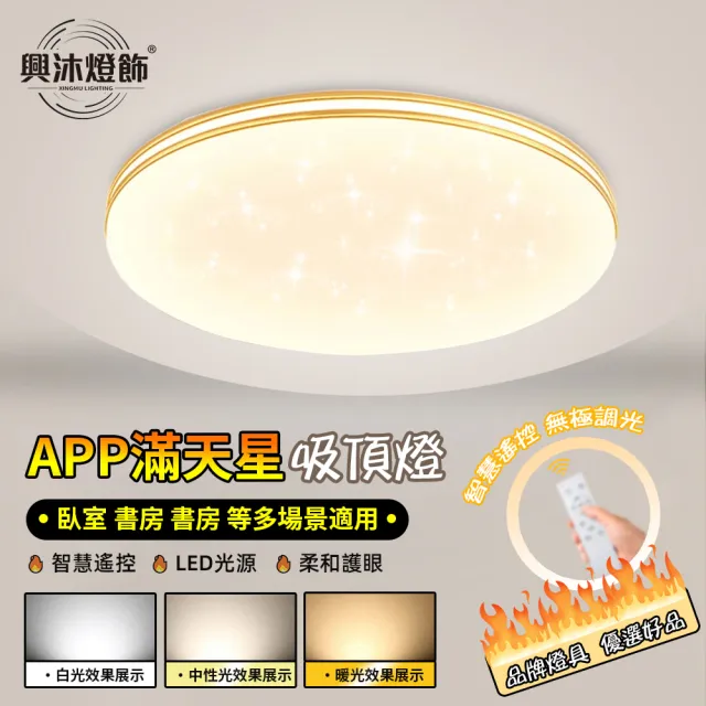 【XINGMU 興沐】APP滿天星吸頂燈40公分led客廳燈(節能環保/節能環保/無極調光)
