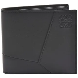 【LOEWE 羅威】經典Puzzle品牌LOGO壓印小牛皮短夾(深灰色C510302X16-1220)