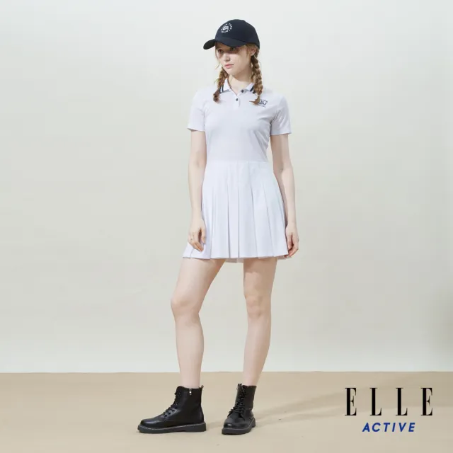 【ELLE ACTIVE】女款 簡約修身配色連身洋裝-白色(EA25S2W2601-90)