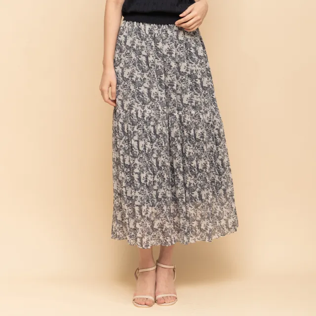 【perng yuh 芃諭名品】恬淡雅緻 印花 壓褶 雪紡長裙(2025 SS Collection｜4A春夏新品上市)