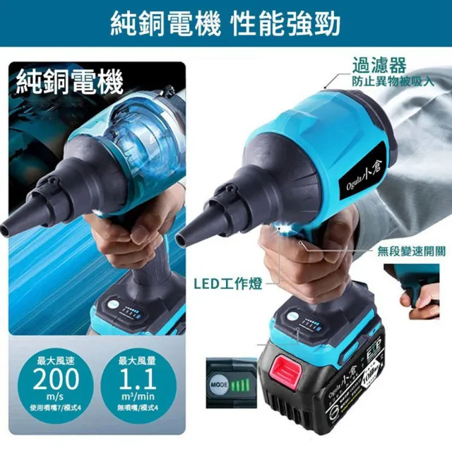 【Ogula 小倉】除塵槍 風槍 空氣槍 吹吸兩用 5節一電+豪華配件(風槍/ 充電風壓槍)