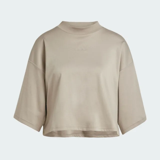【adidas 愛迪達】W Ce Q2 Tee 女 T恤 運動上衣 休閒短袖 奶茶 亞版(JC5110)