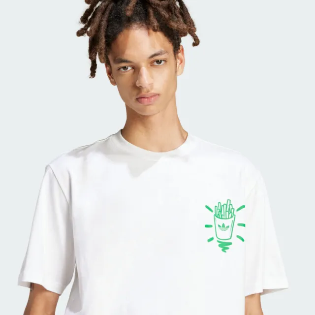 【adidas 愛迪達】Q12 Ts Street B 男 T恤 運動上衣 休閒短袖 白 綠 亞版(JD0677)