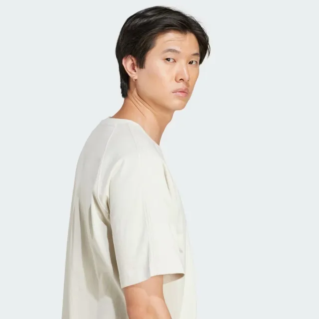 【adidas 愛迪達】P Ess Tee 男 T恤 運動上衣 休閒短袖 米白 亞版(JD3277)