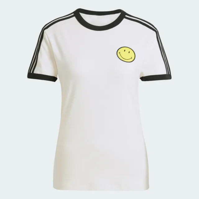 【adidas 愛迪達】Smiley Cali Tee 女 T恤 運動上衣 休閒短袖 白 亞版(JD3591)