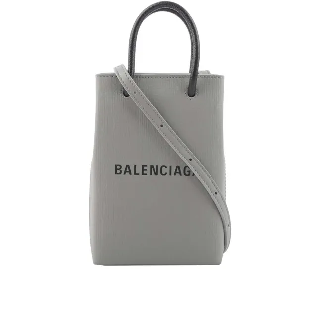 【Balenciaga 巴黎世家】Logo購物手機袋(灰色)