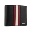 【BALLY】Mythos 紅白條紋再生牛皮對開零錢袋短夾(黑色)
