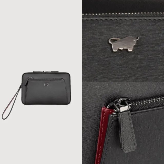 【BRAUN BUFFEL 德國小金牛】維克多-CNY 手拿包-黑色(BF567-03-BK) 男包送禮推薦