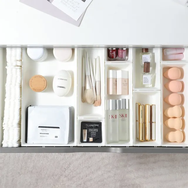 【Dagebeno荷生活】分類存儲防滑底部抽屜收納盒 拼接搭扣任意拆卸條紋收納盒(大號2入)