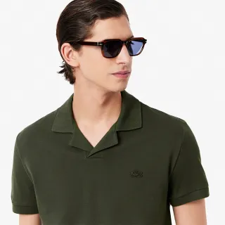 【LACOSTE】男裝-經典版型開領巴黎短袖Polo衫(綠色)