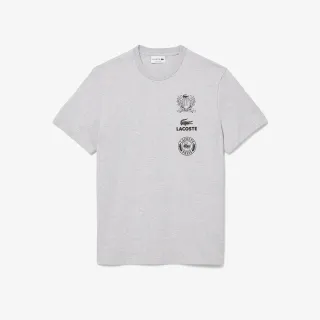 【LACOSTE】男裝-常規版型印花短袖T恤(花紗灰)