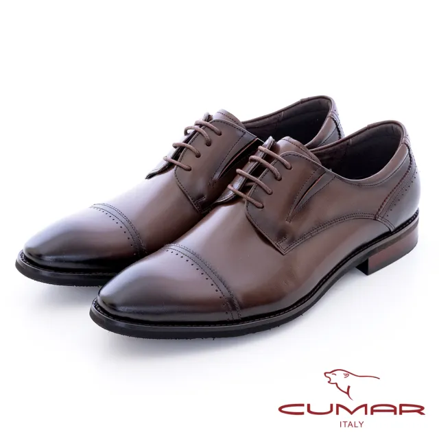 【CUMAR】時尚紳士 精緻穿搭真皮紳士鞋(咖啡色)