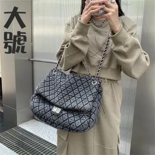 【MoonDy】雙11 包包女 小香風包包 鏈條包包 大包包 菱格包包 洗水牛仔布包包 流浪包包 肩背包 