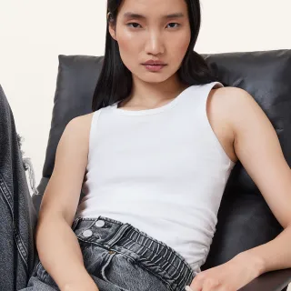 【ALLSAINTS】KATARINA 彈性棉質抽皺背心-白 W192JC(常規版型)