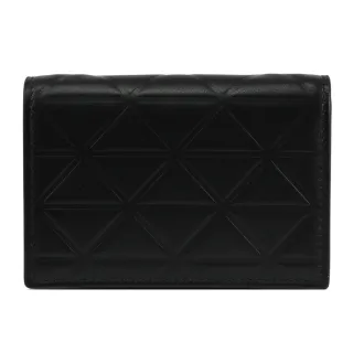 【PRADA 普拉達】浮雕LOGO壓紋斜背鏈帶卡片零錢包/小廢包(黑)