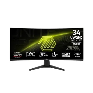 【MSI 微星】MAG 346CQ 34型 VA UWQHD 180Hz 電競曲面螢幕(1ms/Adaptive Sync/1500R)