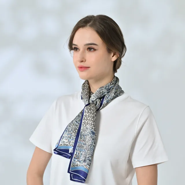 【Royal Silk】多款印花100%蠶絲緞面長條絲巾