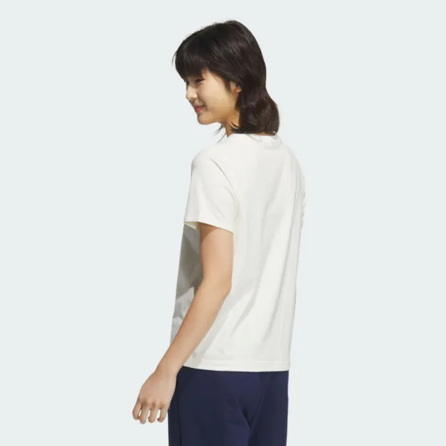 【adidas 愛迪達】Logo Ss Tee 女 T恤 運動上衣 休閒短袖 米 亞版(JL6284)