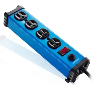 【Castle蓋世特】官方總代理 1開4插 鋁合金抗突波防火防雷保護插座 延長線 電源線-1.8M(晶湛藍)