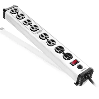 【Castle蓋世特】官方總代理 1開8插 鋁合金抗突波防火防雷保護插座 延長線 電源線-1.8M(蘋果白)