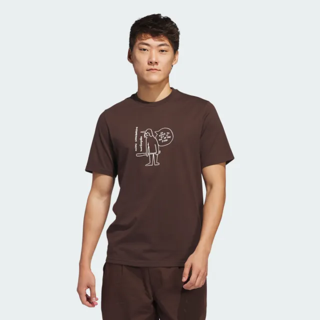 【adidas 愛迪達】短袖上衣 男 女 中性 三葉草 亞規 SHMOO G TEE 3 咖 JC7651