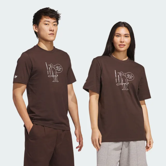 【adidas 愛迪達】短袖上衣 男 女 中性 三葉草 亞規 SHMOO G TEE 3 咖 JC7651