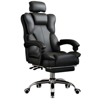 【HTGC】皮厚肉多川普椅電腦椅 人體工學設計+可調頭枕+多層棉坐墊+兩側支撐棉墊(辦公椅/電競椅/電腦椅)