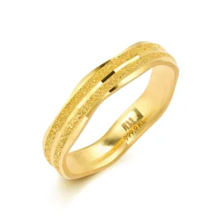 【點睛品】唯美波浪噴砂 黃金戒指_計價黃金(港圍17)