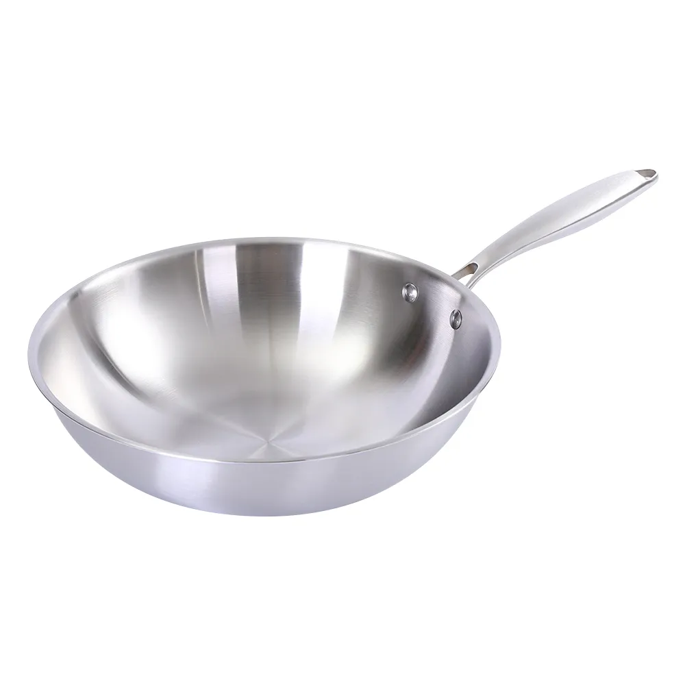 【聖美爾】32cm炒菜鍋 304不鏽鋼炒鍋 深煎鍋 煎鍋 不粘鍋(無塗層炒鍋 帶掛鉤無蓋款 通用爐灶)