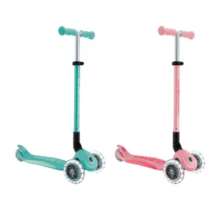 【GLOBBER 哥輪步】官方直營 法國 2合1三輪折疊滑板車城市版(白光發光前輪、兒童滑板車、滑板車兒童)