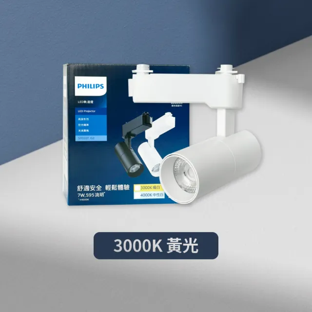 【Philips 飛利浦】2入組 LED ST033T 7W 白殼 軌道燈 投射燈(2025年最新款)