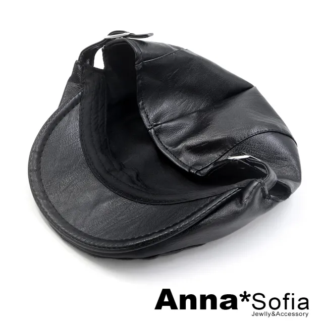 【AnnaSofia】鴨舌帽明星潮帽貝蕾帽狩獵帽報童帽小偷帽-紋理皮革 現貨(黑系)