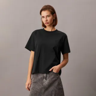 【Calvin Klein】官方旗艦館 CK Monogram 標誌刺繡T恤 _黑色