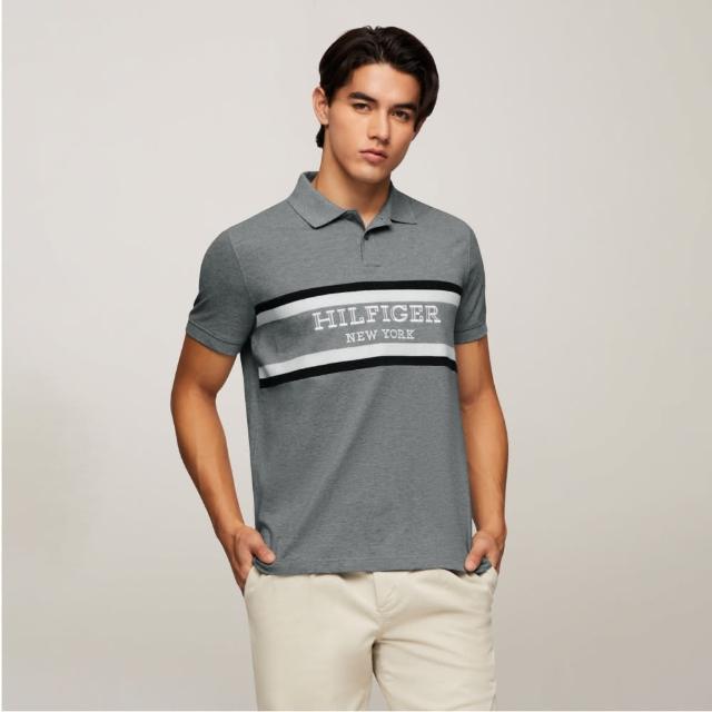 【TOMMY HILFIGER】官方旗艦館 Monotype 拼色標準版型 Polo 衫 _灰色
